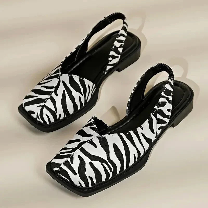 Valentina Rossi Square-Toe Slingback Flats