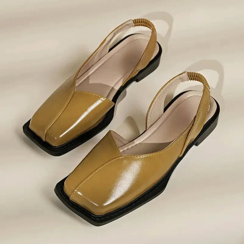 Valentina Rossi Square-Toe Slingback Flats