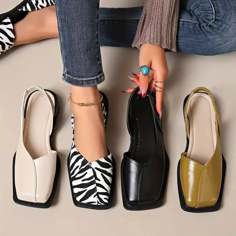 Valentina Rossi Square-Toe Slingback Flats