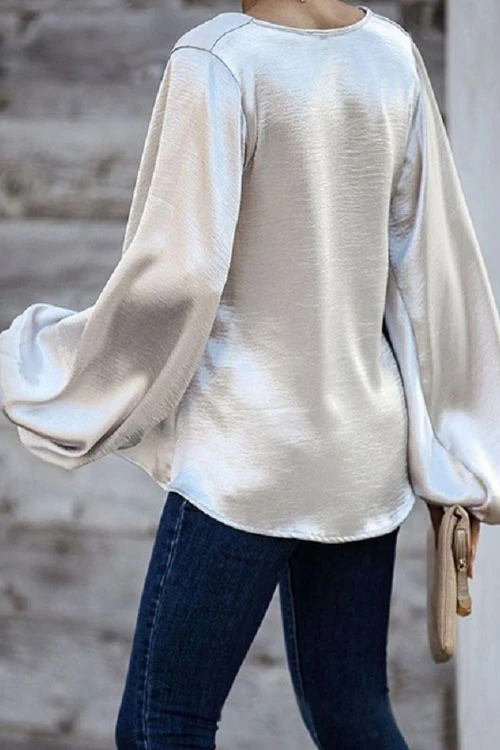 Clidress Silk Feel Casual Loose Blouse Top