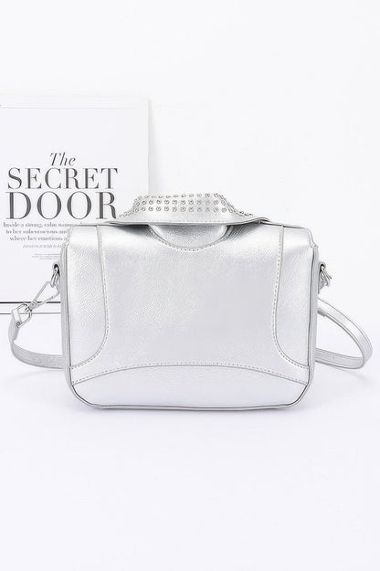 Faux Leather Metal Studded Jacket Clutch