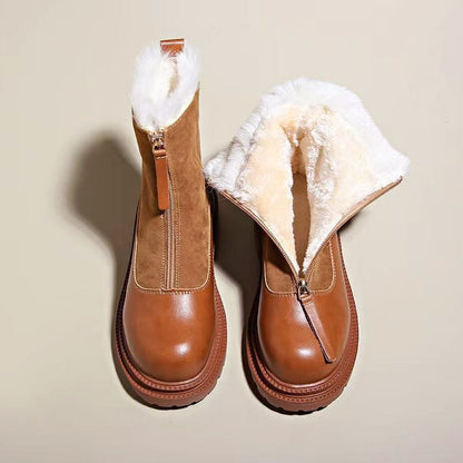 Women’s Ankle Boots with Mixed-Texture Leather Finish