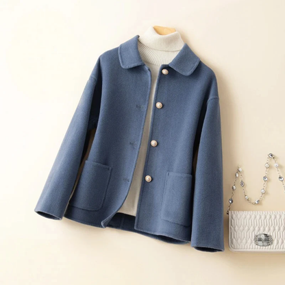 Women’s Double-Sided Wool Coat with Rounded Collar