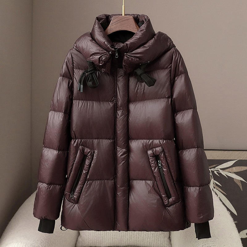 Women’s Goose Down Puffer with Hood and Zip Pockets