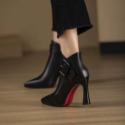 Women’s High-Heel Ankle Boots with Buckle Detail