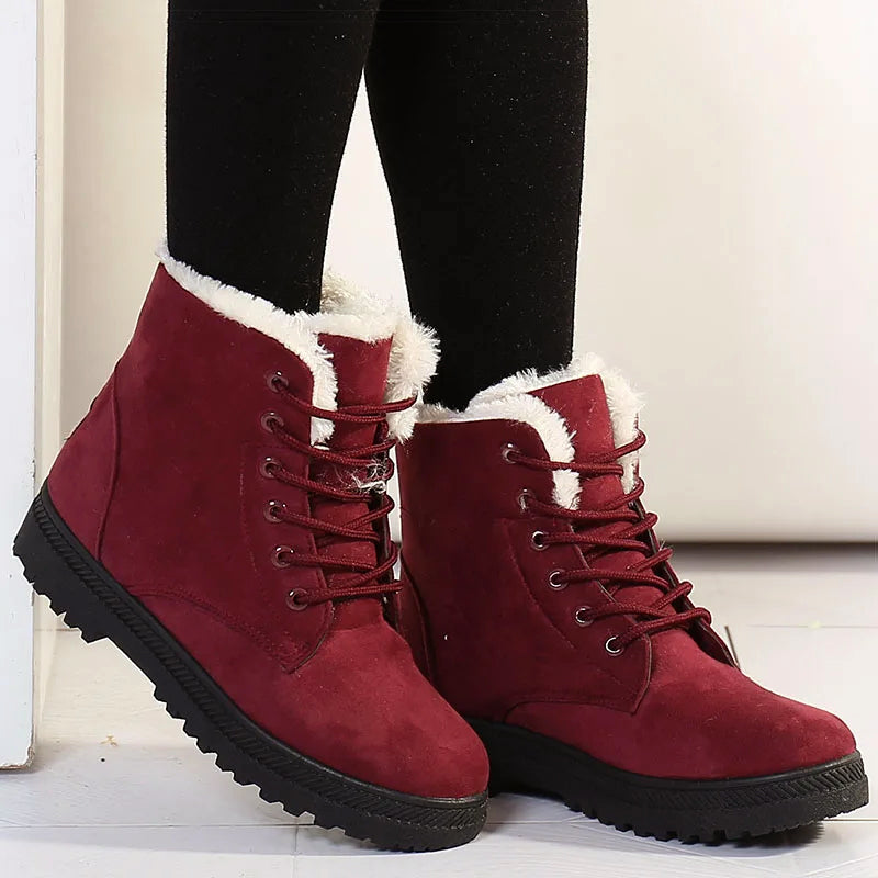 Women’s Lace-Up Winter Ankle Boots with Faux-Fur Lining