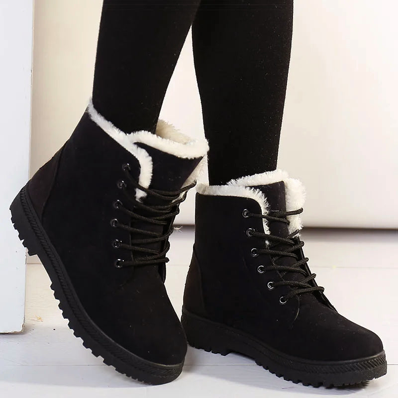 Women’s Lace-Up Winter Ankle Boots with Faux-Fur Lining