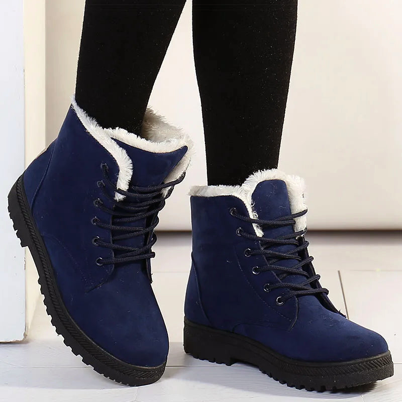 Women’s Lace-Up Winter Ankle Boots with Faux-Fur Lining