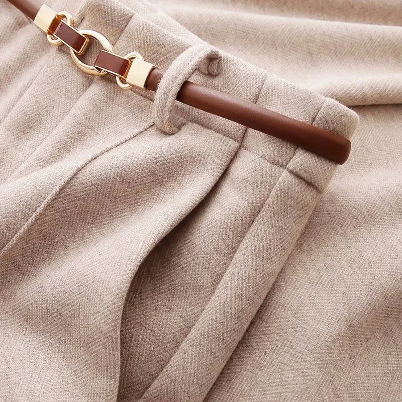 Women’s Thick Wool-Look Wide-Leg Pants