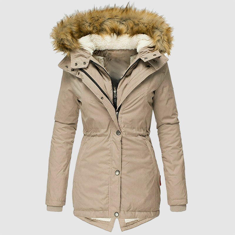 Women’s Winter Parka with Faux-Fur Hood and Inner Fleece Lining