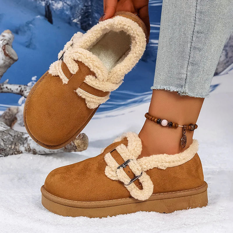 Women’s Winter Sherpa-Lined Suede Slip-On Shoes