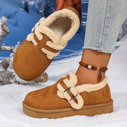 Women’s Winter Sherpa-Lined Suede Slip-On Shoes