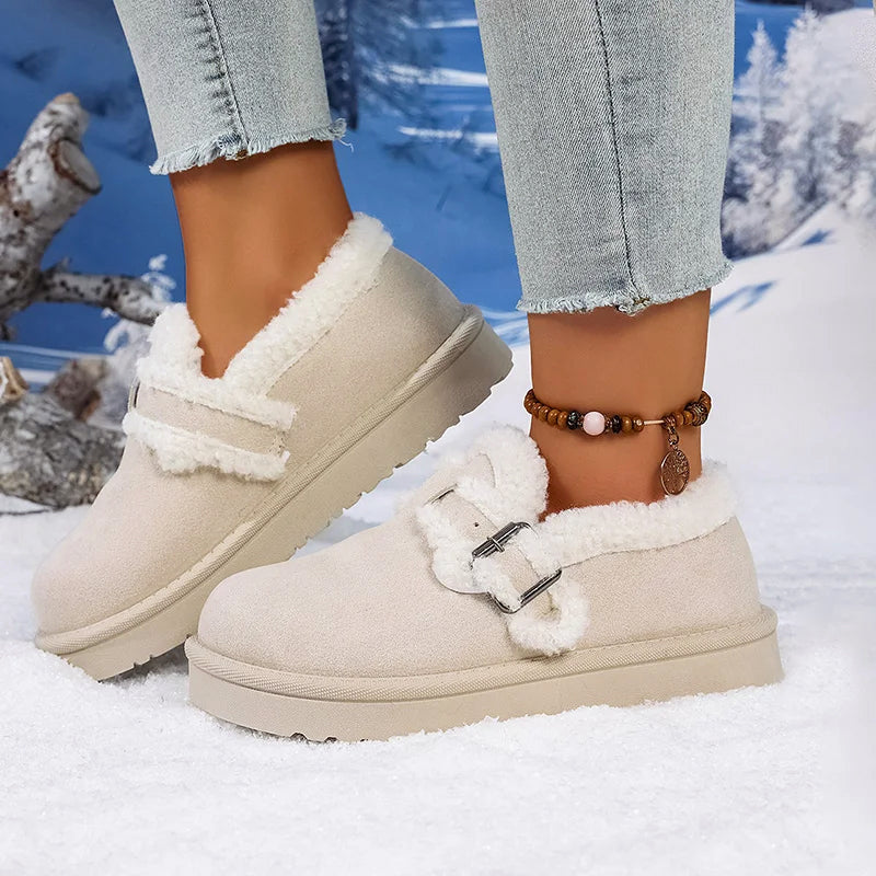 Women’s Winter Sherpa-Lined Suede Slip-On Shoes