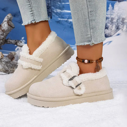Women’s Winter Sherpa-Lined Suede Slip-On Shoes