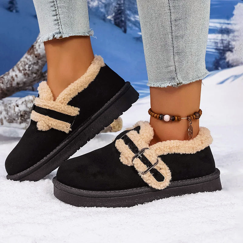 Women’s Winter Sherpa-Lined Suede Slip-On Shoes