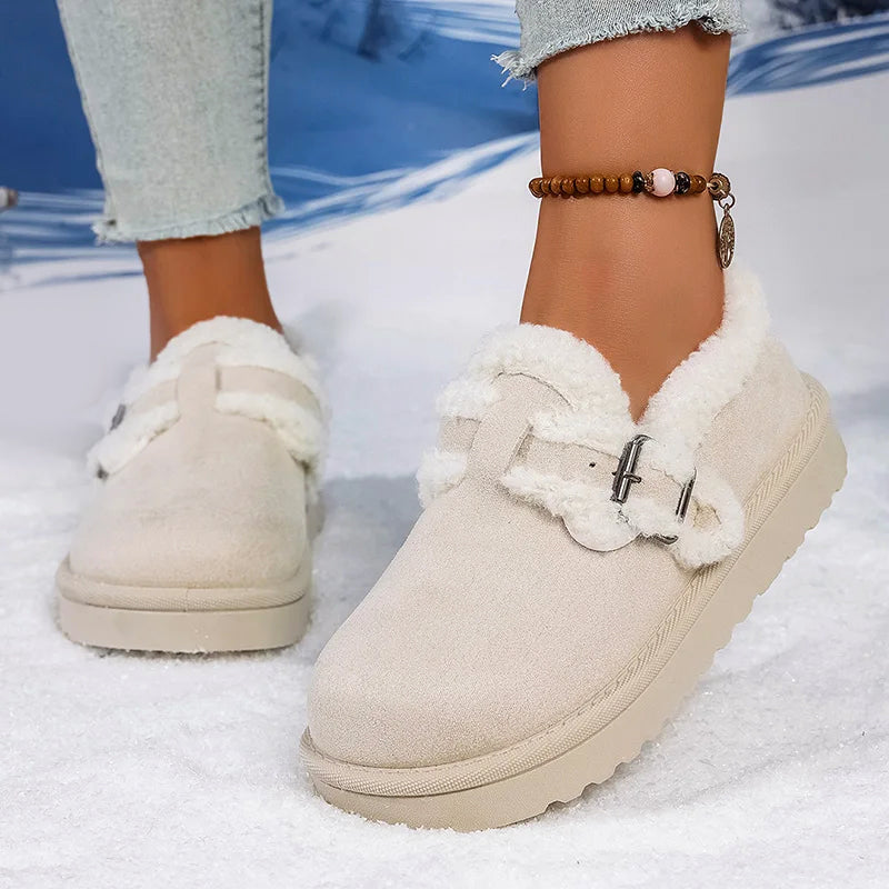 Women’s Winter Sherpa-Lined Suede Slip-On Shoes