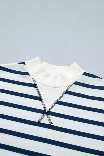 Striped Long Sleeve Top and Wide-Leg Pants Set