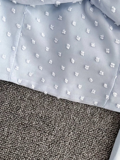 Swiss Dot Flounce Sleeve Blouse