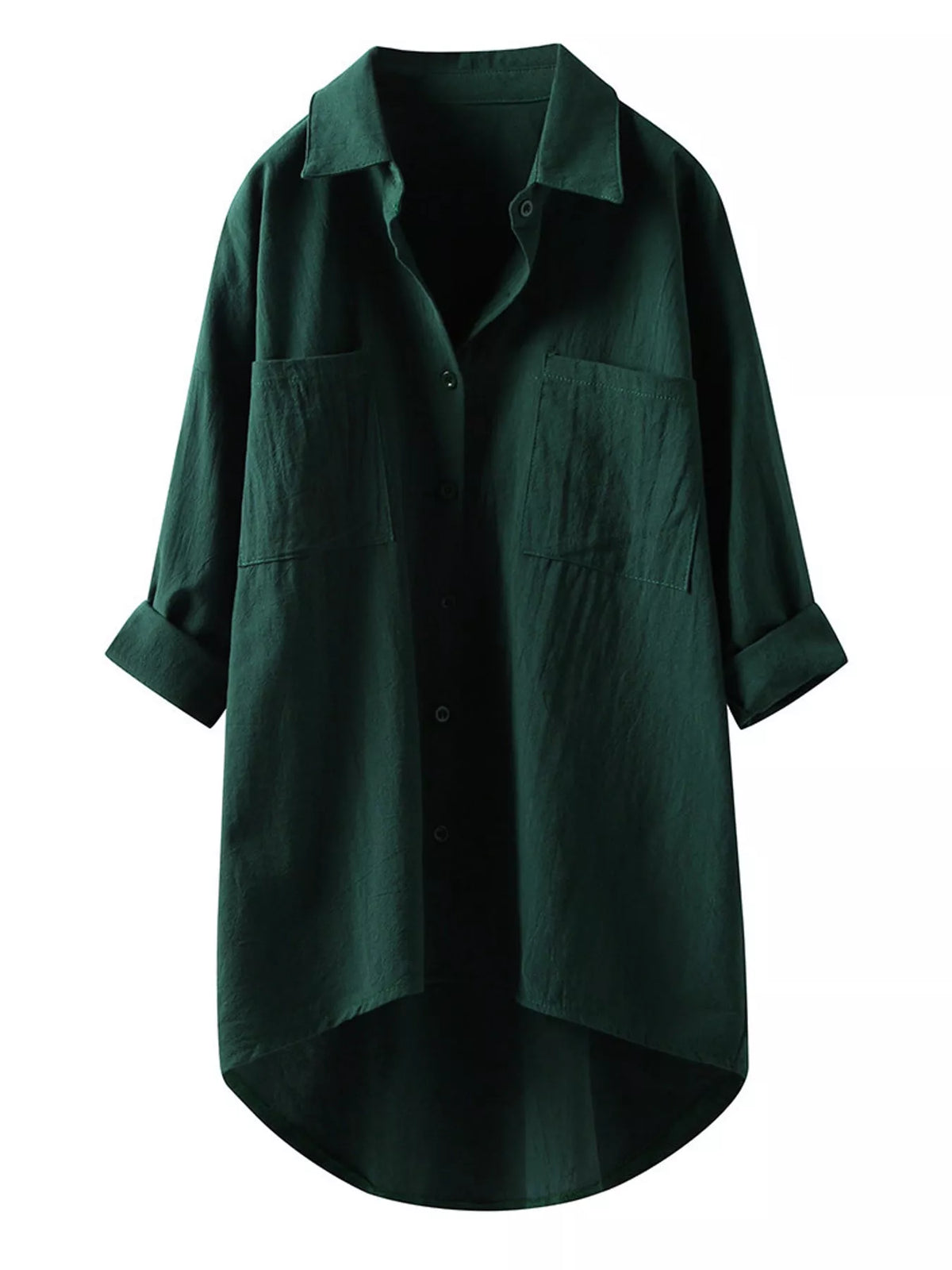 Full Size Casual Button-Down Shirt with Dual Chest Pockets Plus Size