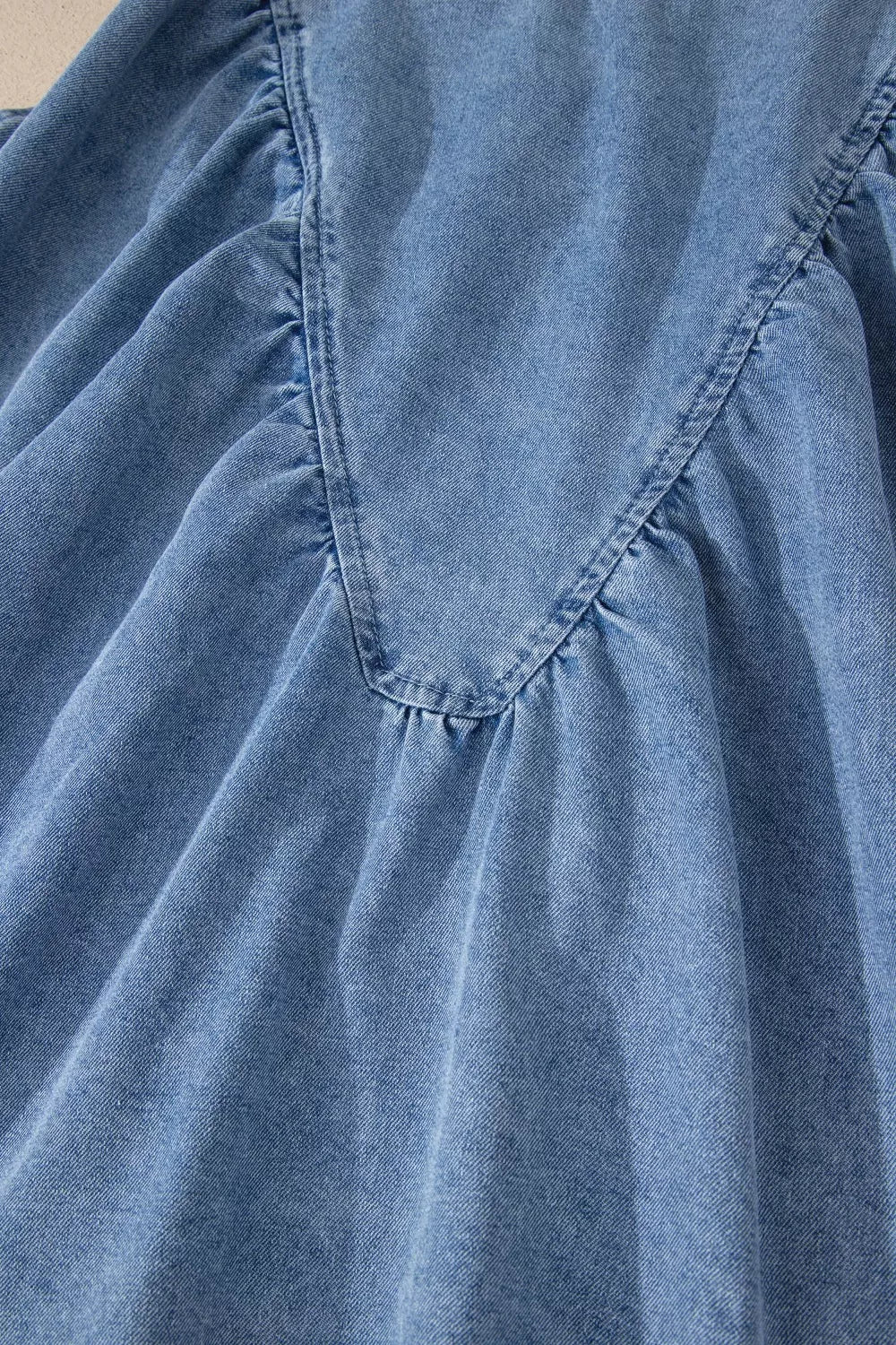 Denim Pleated Patchwork Sleeveless Top