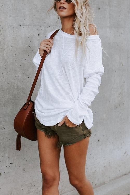 Long Sleeve Plain T-shirt White