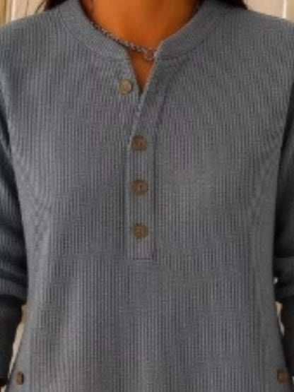 Full Size Button Detail Corduroy Top Plus Size