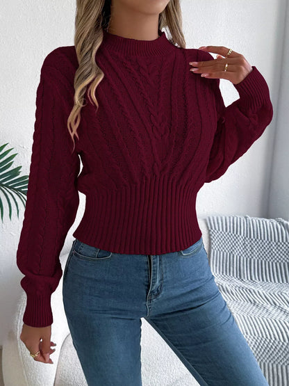 Cable Knit Mock Neck Sweater