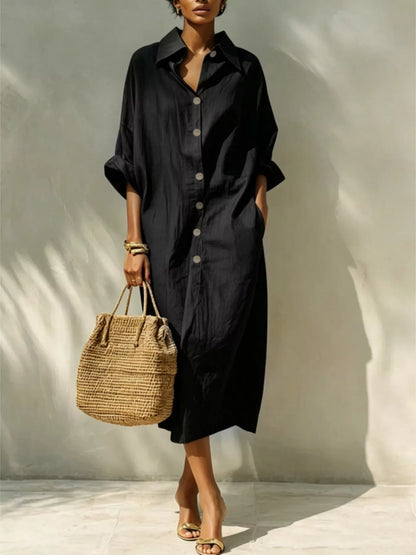 Button-Down Long Sleeve Shirt Dress