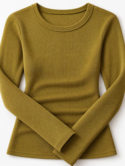 Minimalist Slim-Fit Long Sleeve Crew Neck T-Shirt