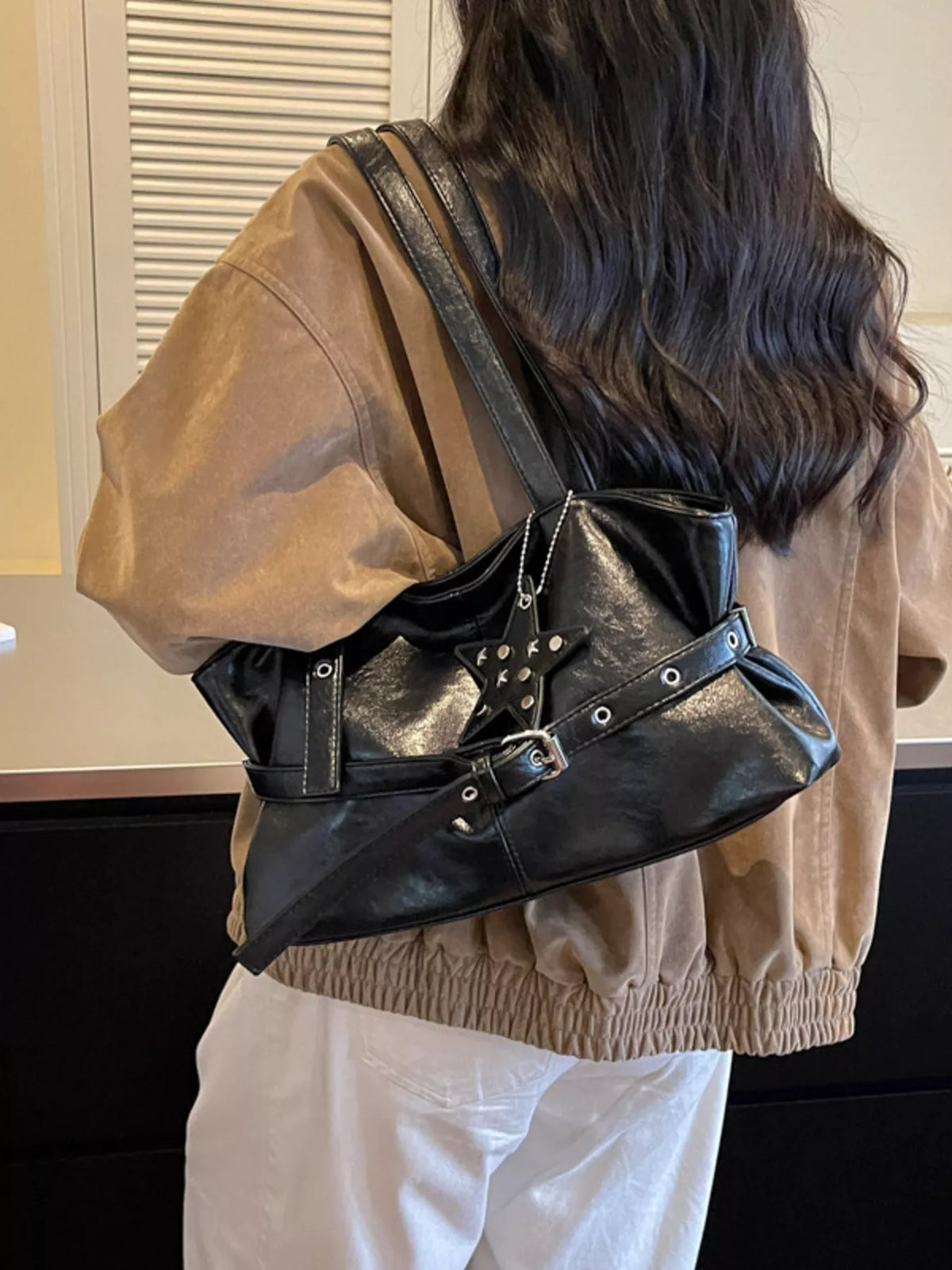 Star Charm Buckle Detail Shoulder Bag