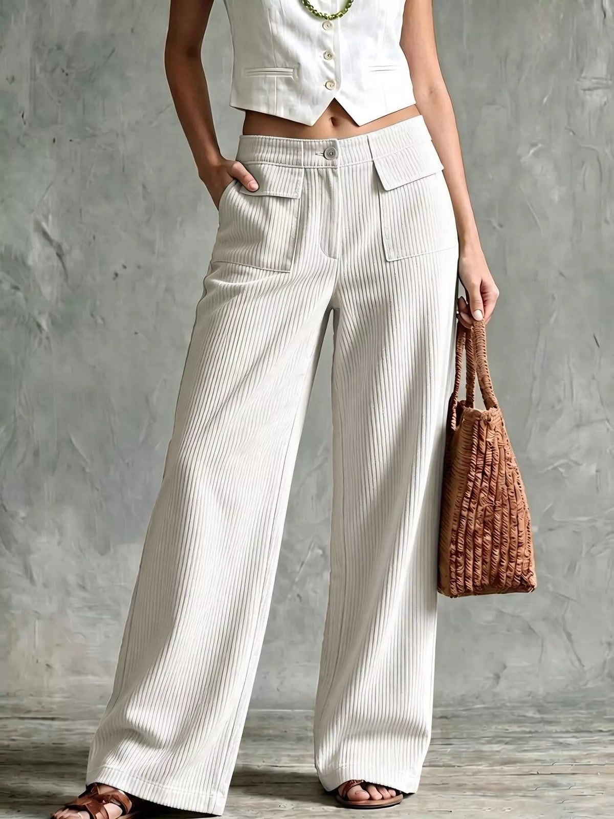 Plus Size Wide-Leg Corduroy Pants