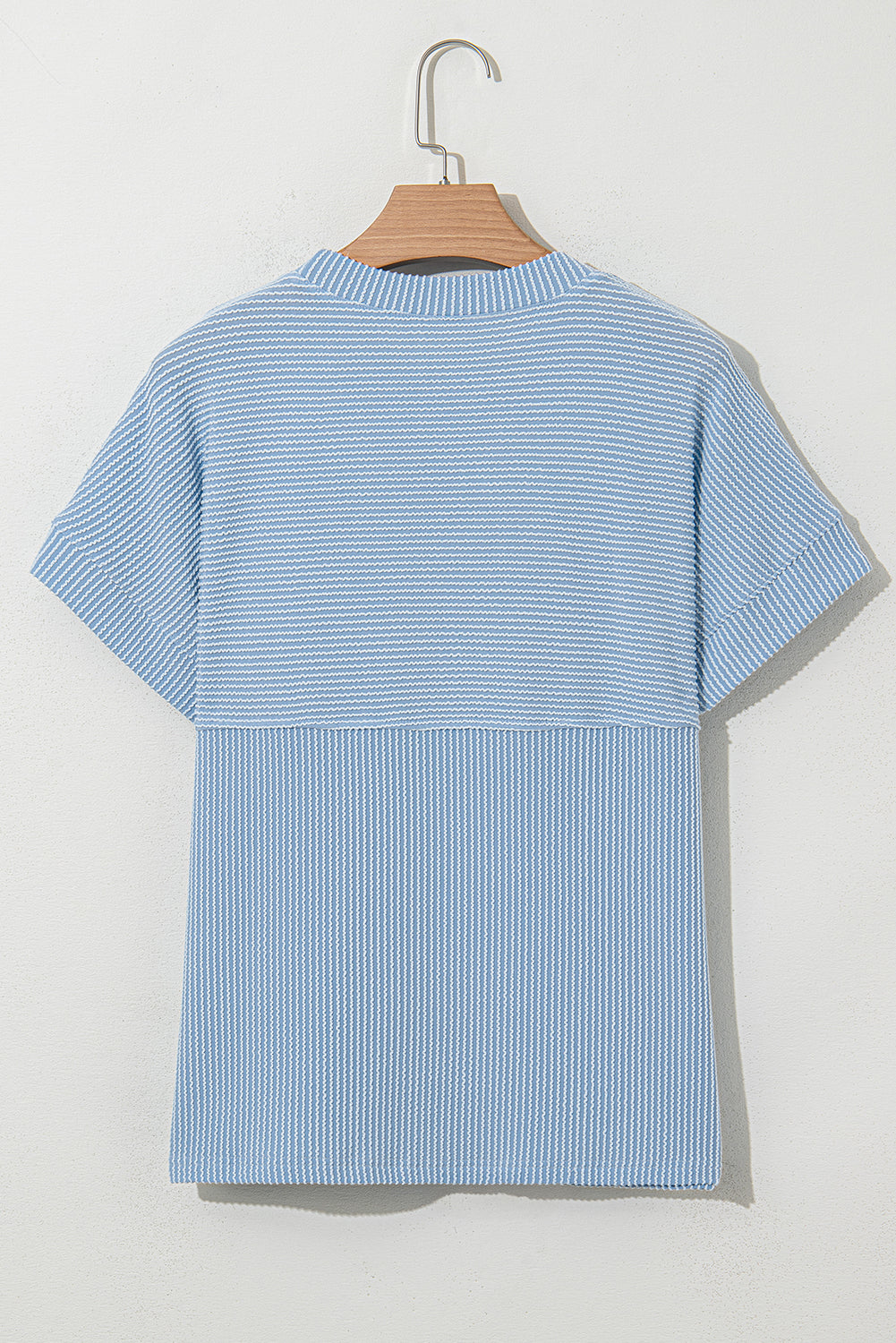 Myosotis Plain Corded Knit Mock Neck T Shirt