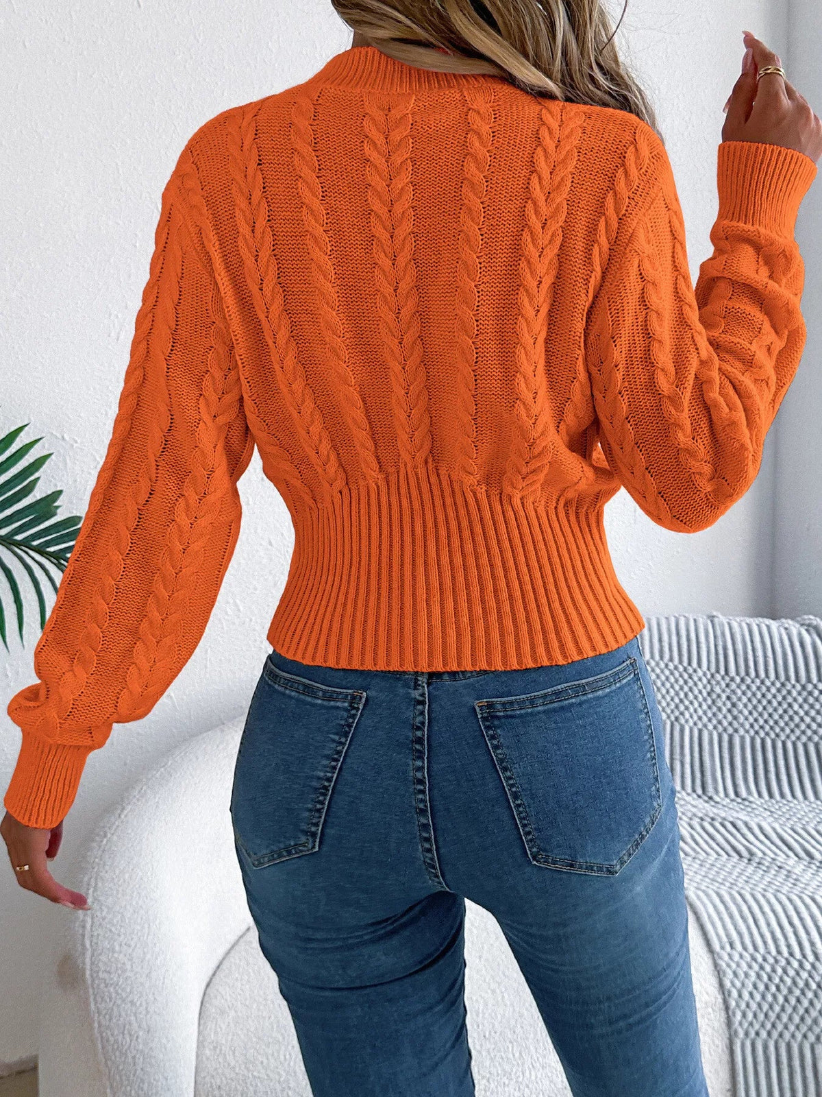 Cable Knit Mock Neck Sweater