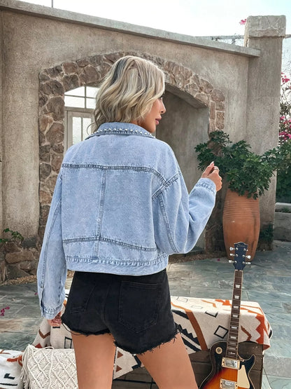 Joan's Studded Button Up Denim Jacket