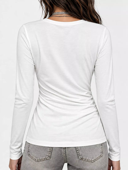 Full Size Surplice Long Sleeve T-Shirt Plus Size