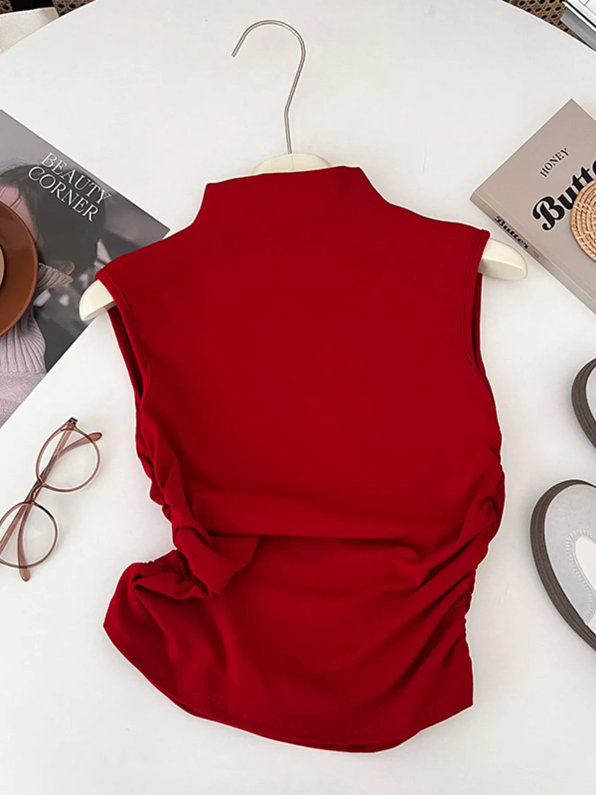Ruched Mock Neck Tank