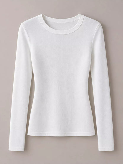 Minimalist Slim-Fit Long Sleeve Crew Neck T-Shirt
