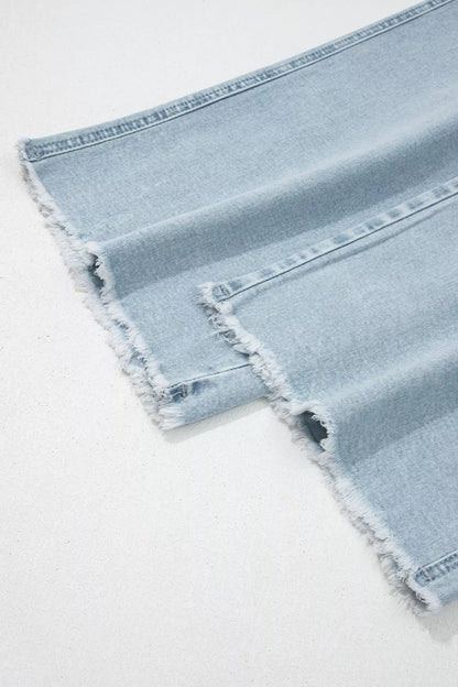 Light Wash Utility Pocket Straight Leg Jeans