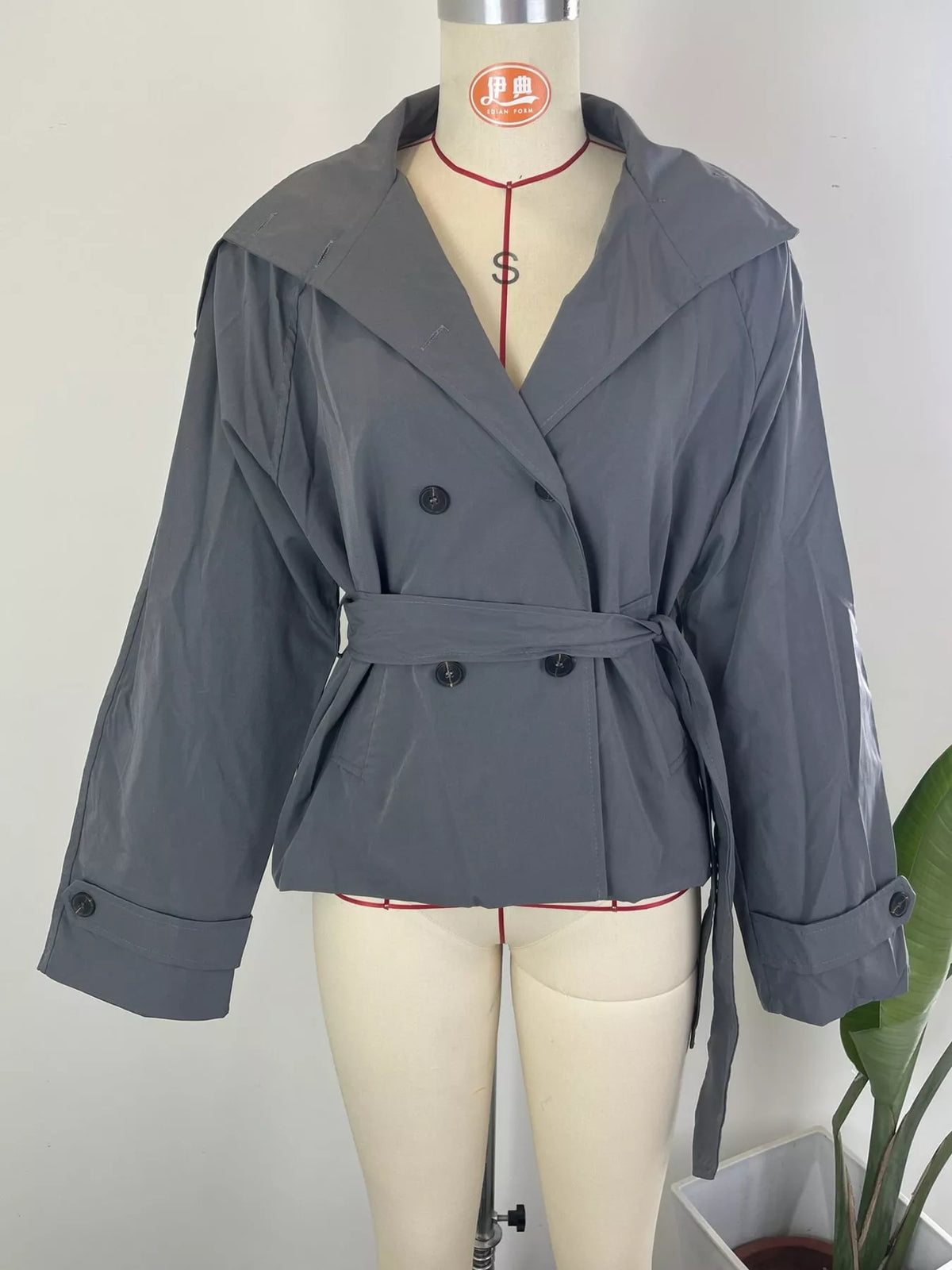 Full Size Double-Breasted Belted Trench Outerwear Plus Size