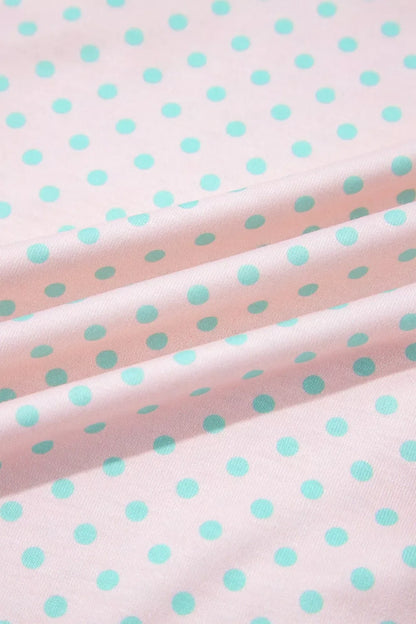 Striped Polka Dot Patchwork Polo Collar Long Sleeve Top
