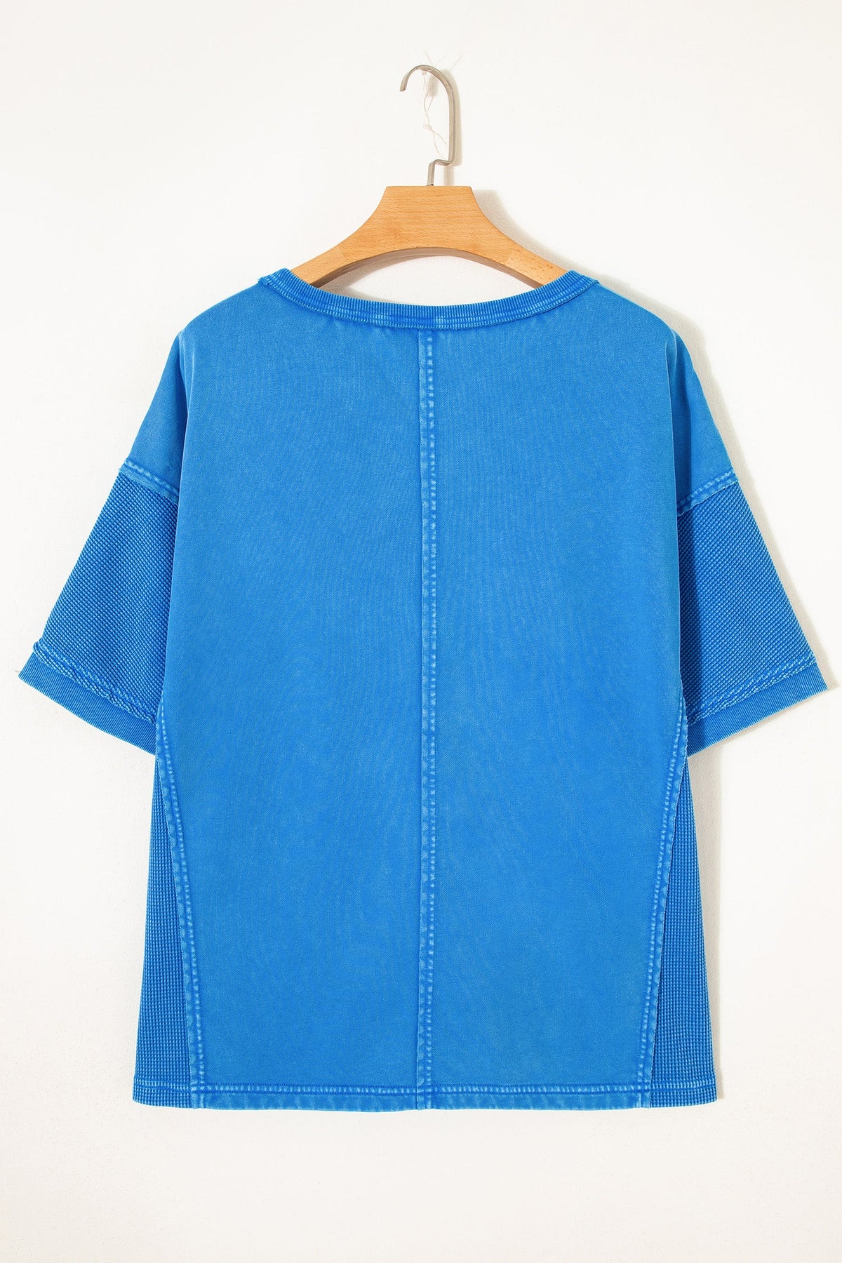 Blue Mineral Wash Star Mesh Patchwork Oversize Tee