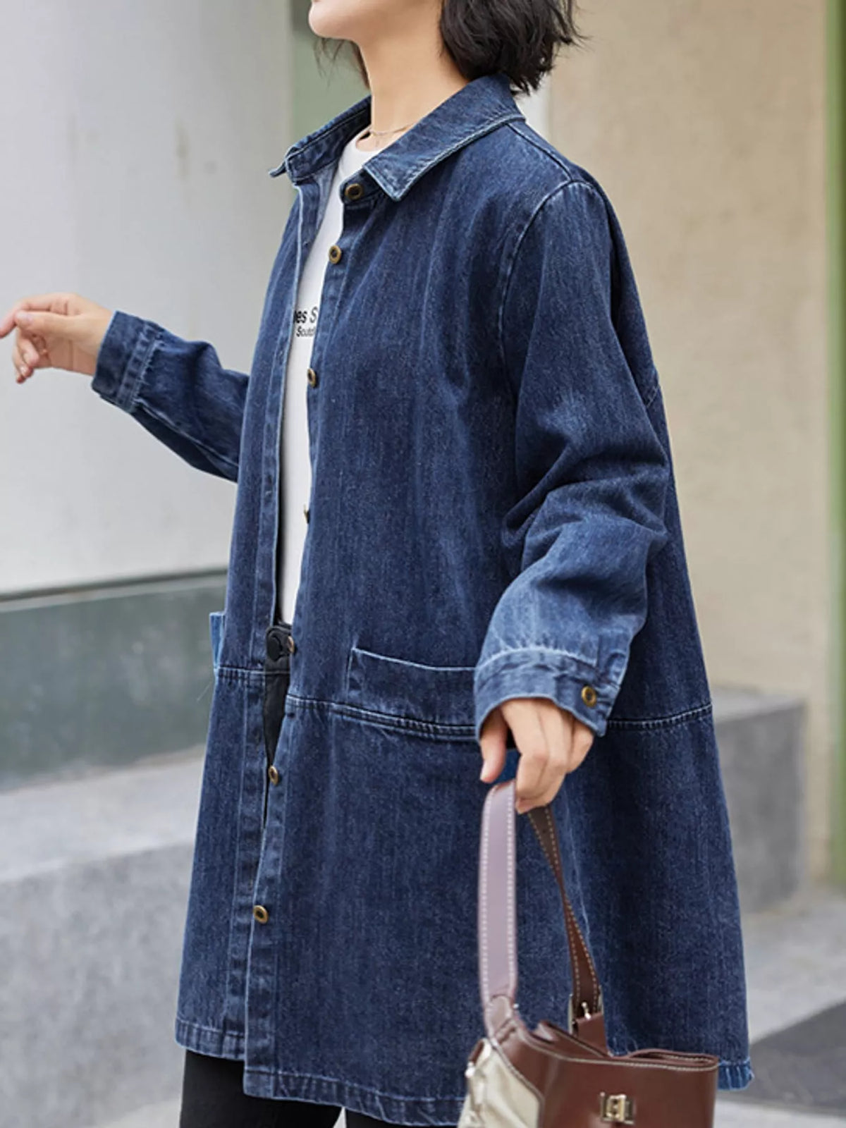 Full Size Oversized Button Up Denim Shacket Plus Size