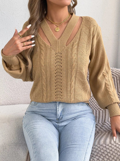 Cut-Out Cable Knit Sweater