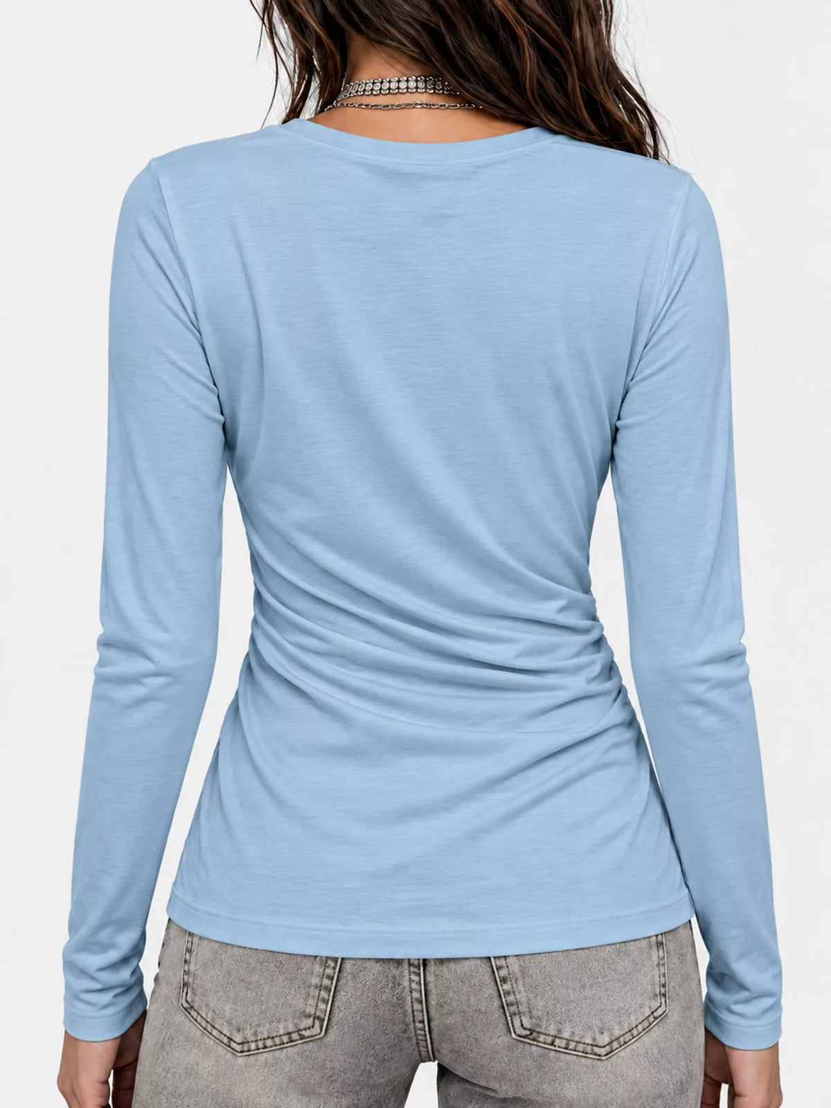 Full Size Surplice Long Sleeve T-Shirt Plus Size