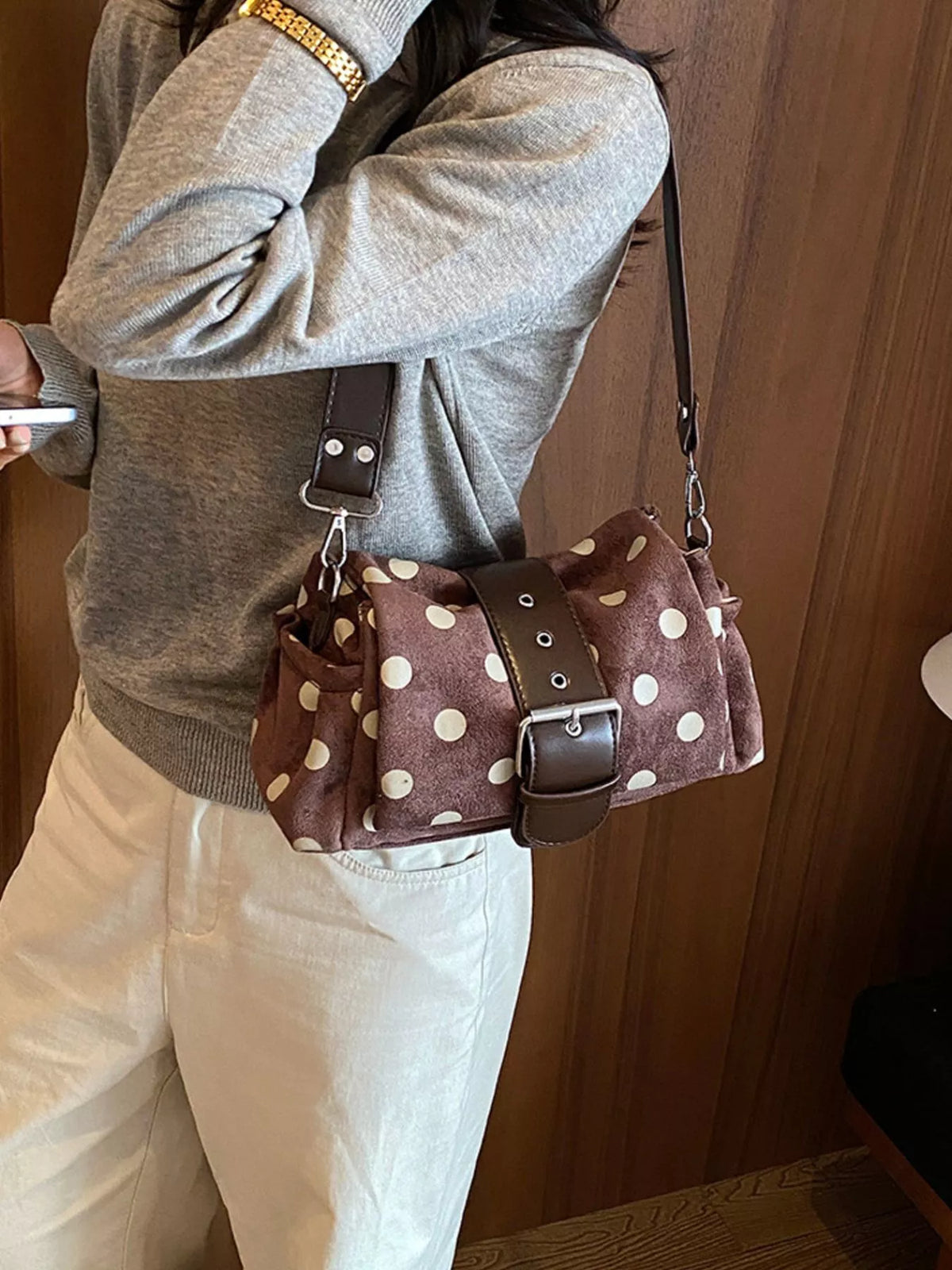 Vintage Polka Dot Shoulder Bag
