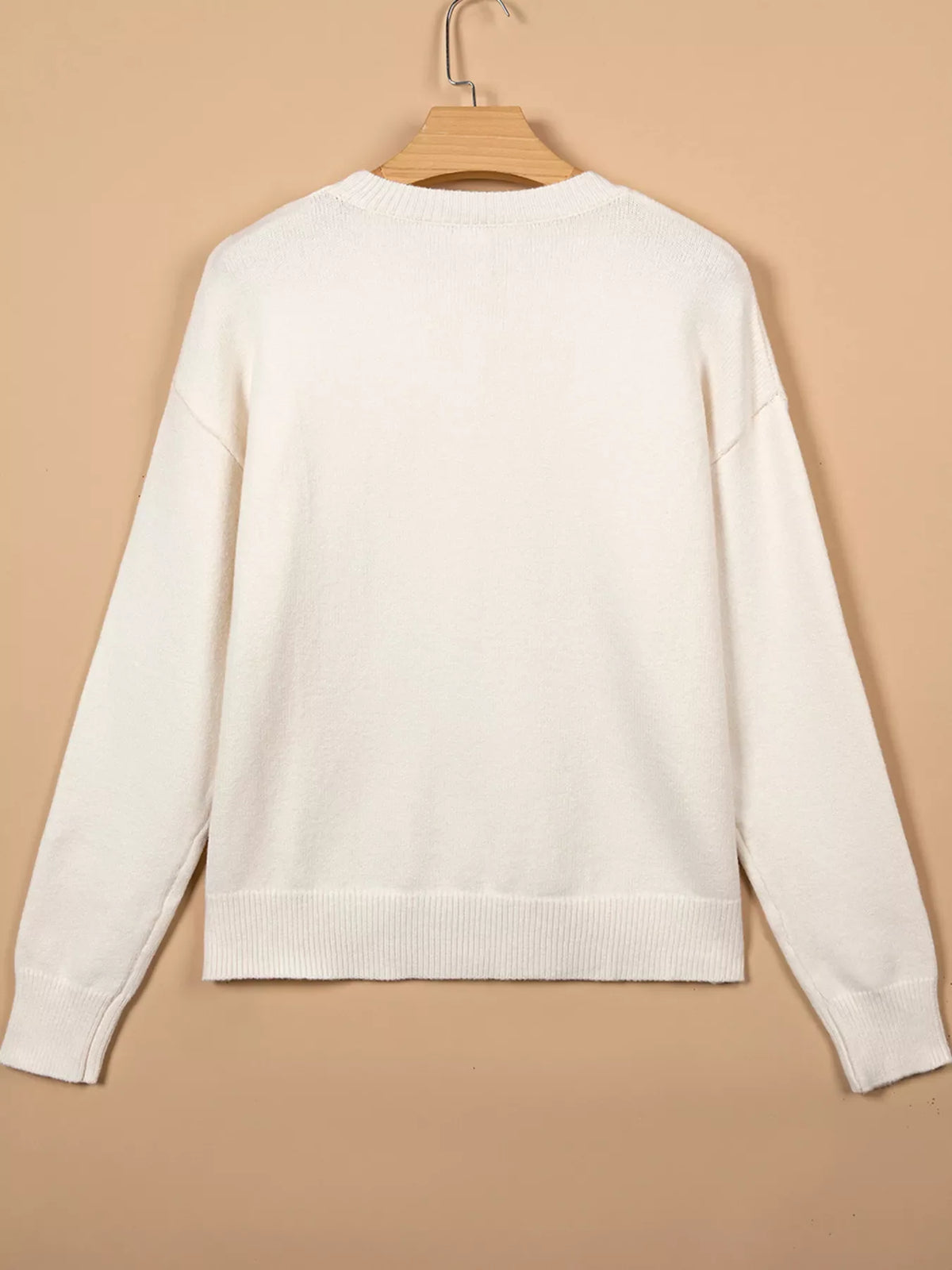 Pixel Snowflake Reindeer Christmas Round Neck Casual Sweater