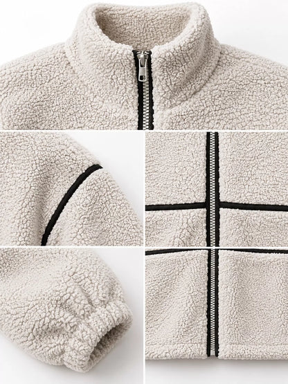 Stand Collar Cozy Sherpa Fleece Zip-Up Jacket