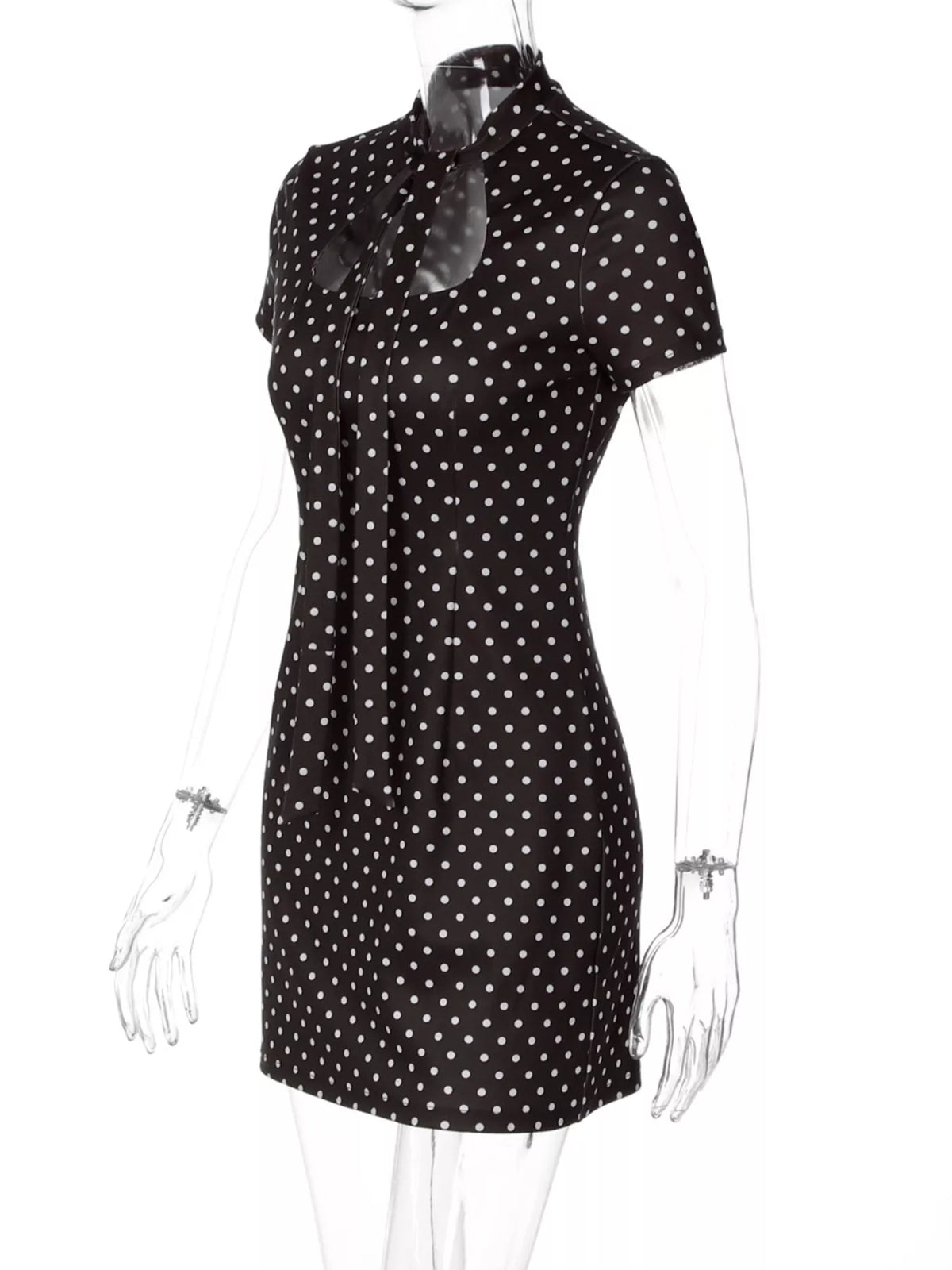 Polka Dot Cut-Out Front Mini Dress