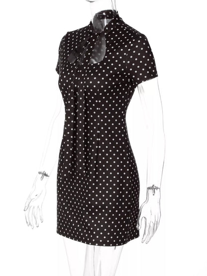 Polka Dot Cut-Out Front Mini Dress