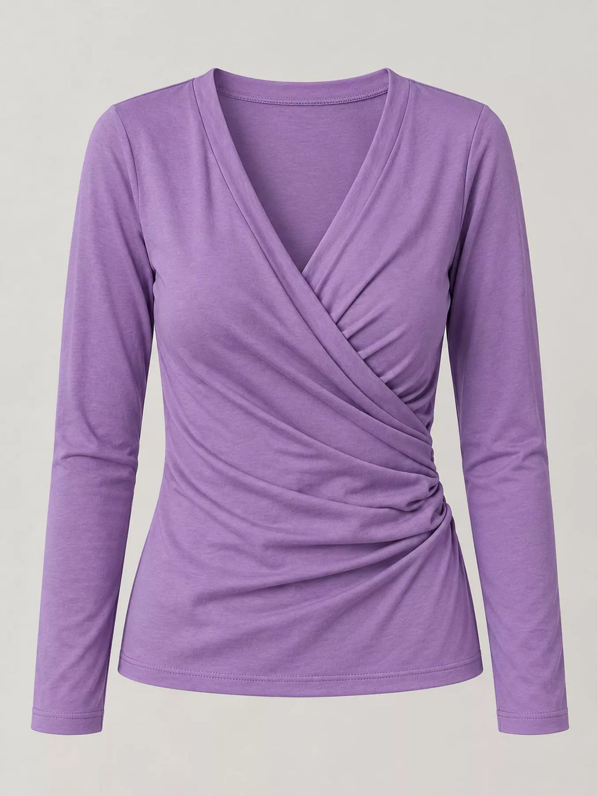 Full Size Surplice Long Sleeve T-Shirt Plus Size